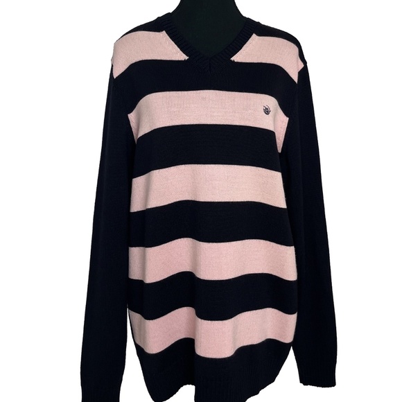 Wool-Acrylic Navy & Pink Sweater - Picture 3 of 15